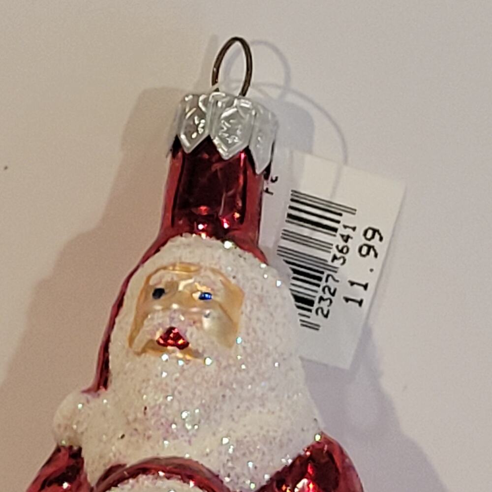 Vintage Cost Plus World Market Glass Santa Ornament Poland Blown Glass - Picture 2 of 10